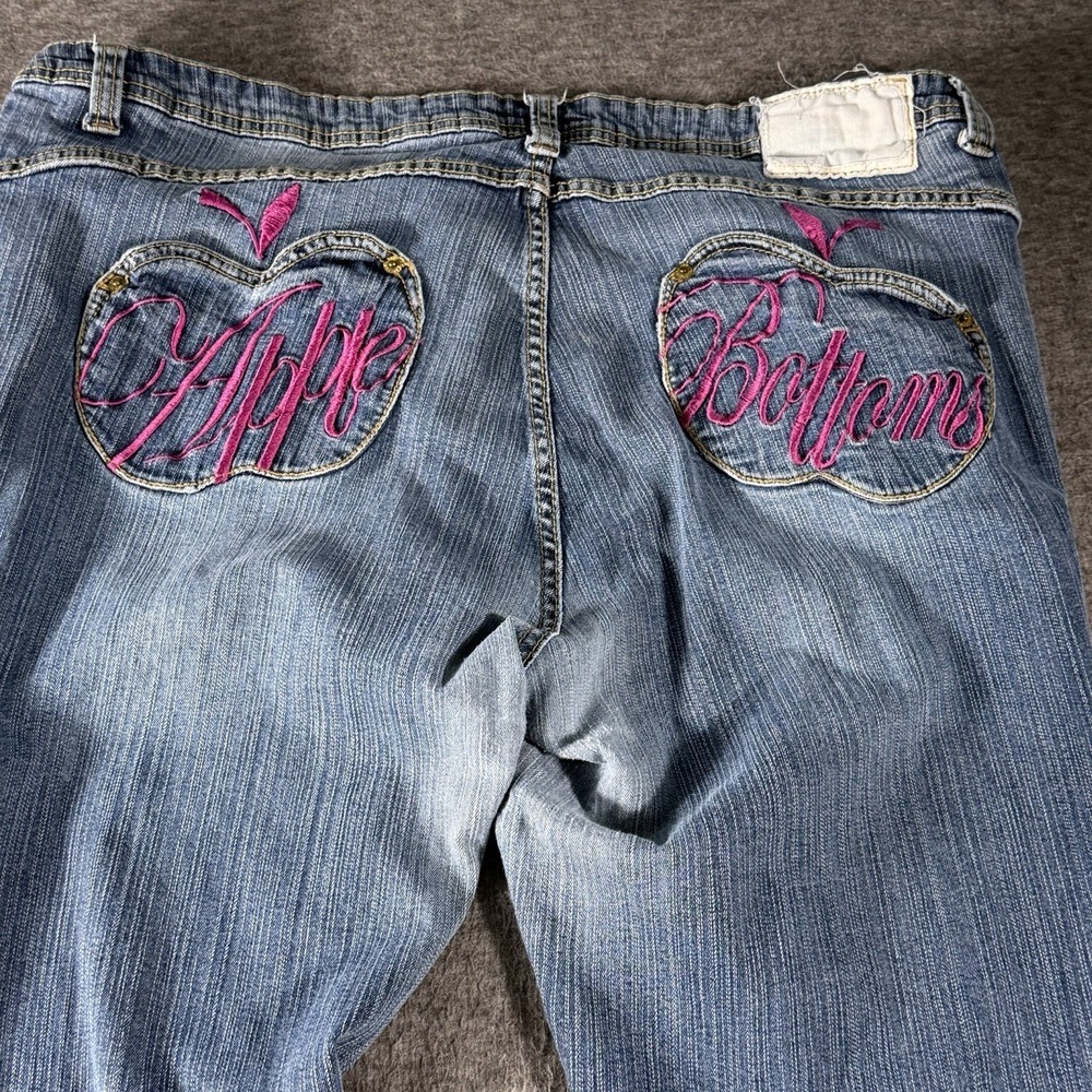 Apple Bottom Jeans Women 20 Straight Y2K Hip Hop Curvy Vintage Purple Stitching